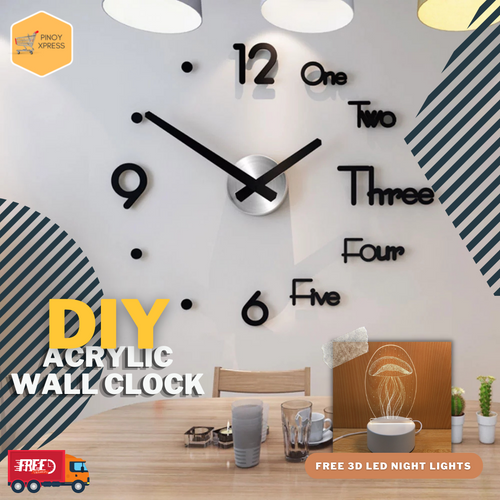 DIY Acrylic Wall Clock (with FREE 3D LED Night Lights)