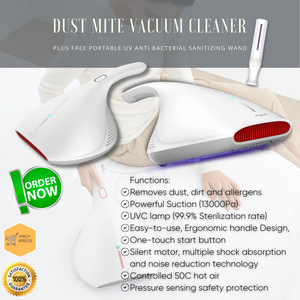 Dust Mite Vacuum Cleaner Plus Free Portable UV Anti Bacterial Sanitizing Wand