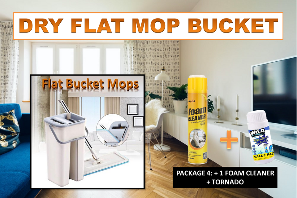 Wash and Squeeze Dry Flat Mop Bucket